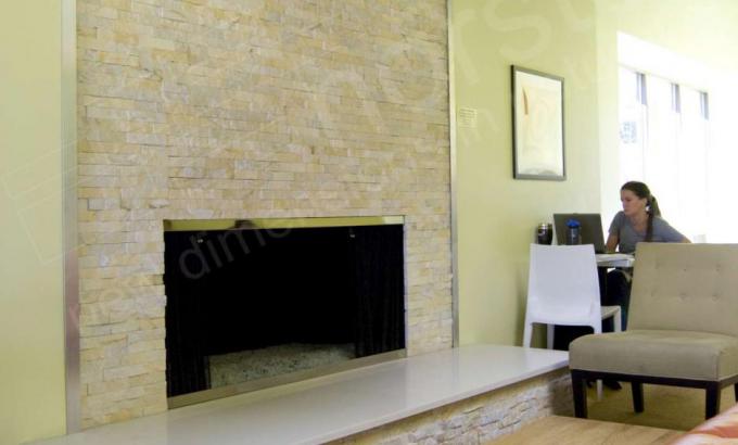 Ivory Rock Panels for Natural Stacked Stone Fireplace