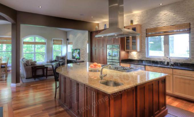 Stacked Stone Veneer Backsplash for a Kitchen